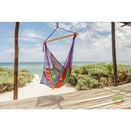Mayan Legacy Extra Large Outdoor Cotton Mexican Hammock Chair in Colorina Colour