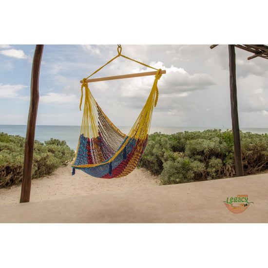 Mayan Legacy Extra Large Outdoor Cotton Mexican Hammock Chair in Confeti Colour