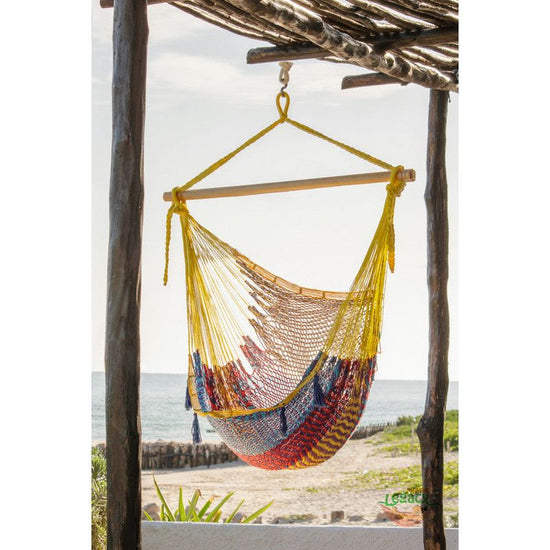 Mayan Legacy Extra Large Outdoor Cotton Mexican Hammock Chair in Confeti Colour