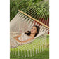 Mayan Legacy Queen Size Outdoor Cotton Mexican Resort Hammock With Fringe in Cream Colour