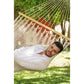 Mayan Legacy Queen Size Outdoor Cotton Mexican Resort Hammock With Fringe in Cream Colour