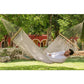 Mayan Legacy Queen Size Outdoor Cotton Mexican Resort Hammock With Fringe in Cream Colour