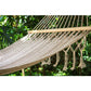 Mayan Legacy Queen Size Outdoor Cotton Mexican Resort Hammock With Fringe in Cream Colour