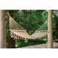 Mayan Legacy Queen Size Outdoor Cotton Mexican Resort Hammock With Fringe in Cream Colour