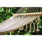 Mayan Legacy Queen Size Outdoor Cotton Mexican Resort Hammock With Fringe in Cream Colour
