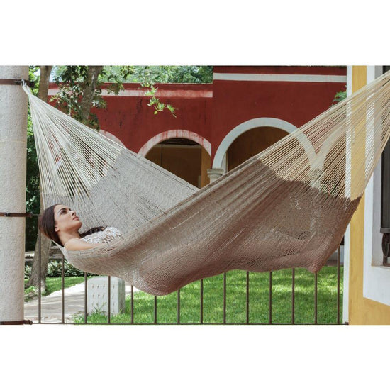 Mayan Legacy Jumbo Size Outdoor Cotton Mexican Hammock in Dream Sands Colour