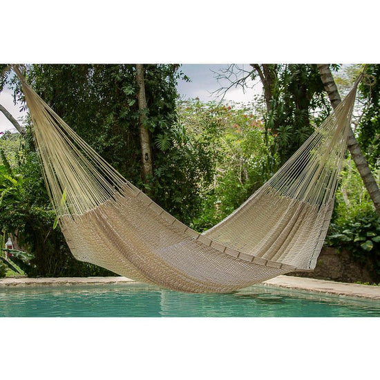 Mayan Legacy Queen Size Outdoor Cotton Mexican Hammock in Marble Colour