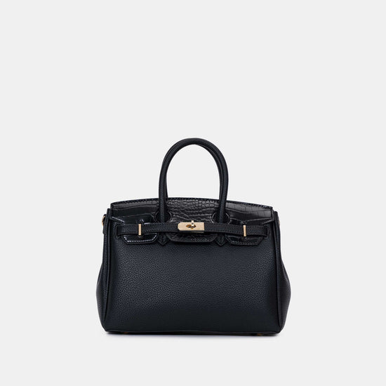 Chrisbella Elodie Leather Satchel-Black