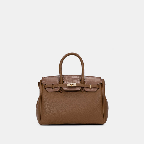 Chrisbella Elodie Leather Satchel-Khaki