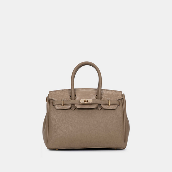 Chrisbella Elodie Leather Satchel-Mud