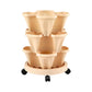 Green Fingers 3 Tier Stackable Vertical Planter Tower Strawberry Pot Wheels Beige