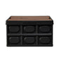 Gardeon Collapsible Outdoor Storage Box 50L Stackable Folding Camping Organizer Plywood Lid Black
