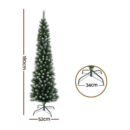 Jingle Jollys Christmas Tree 1.8m Xmas Tree Decorations Snowy 300 Tips