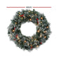 Jingle Jollys 60cm Christmas Wreath LED Lights Snowy Flowers Garland Party Decor