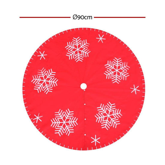 Jingle Jollys Christmas Tree Skirt 90cm Snowflake Ornaments Party Decorations