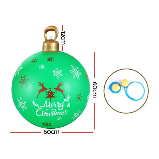 Jingle Jollys Christmas Inflatable Ball Bauble 60cm Outdoor Decoration Green