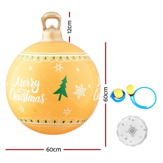 Jingle Jollys Christmas Inflatable Ball Led  60cm Decoration Giant Bauble Gold