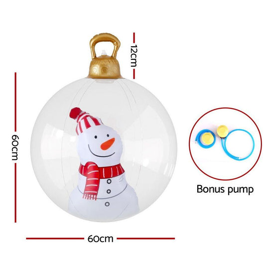 Jingle Jollys Christmas Inflatable Ball 60cm Snowman Decoration Giant Bauble