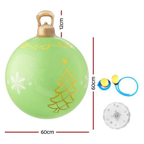 Jingle Jollys Christmas Inflatable Ball Led 60cm Tree Decoration Bauble Green