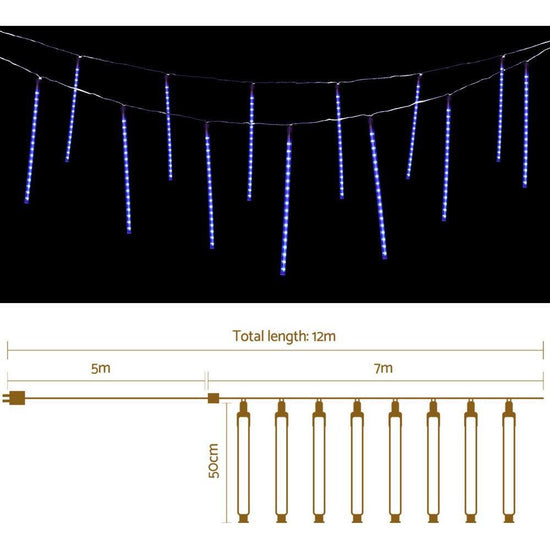 Jingle Jollys 7M Christmas Lights Shower Light 288 LED Icicle Falling Metor