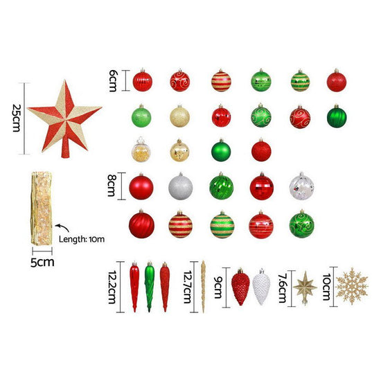 Jingle Jollys 155pcs Christmas Tree Decorations Set Baubles Ornaments Party