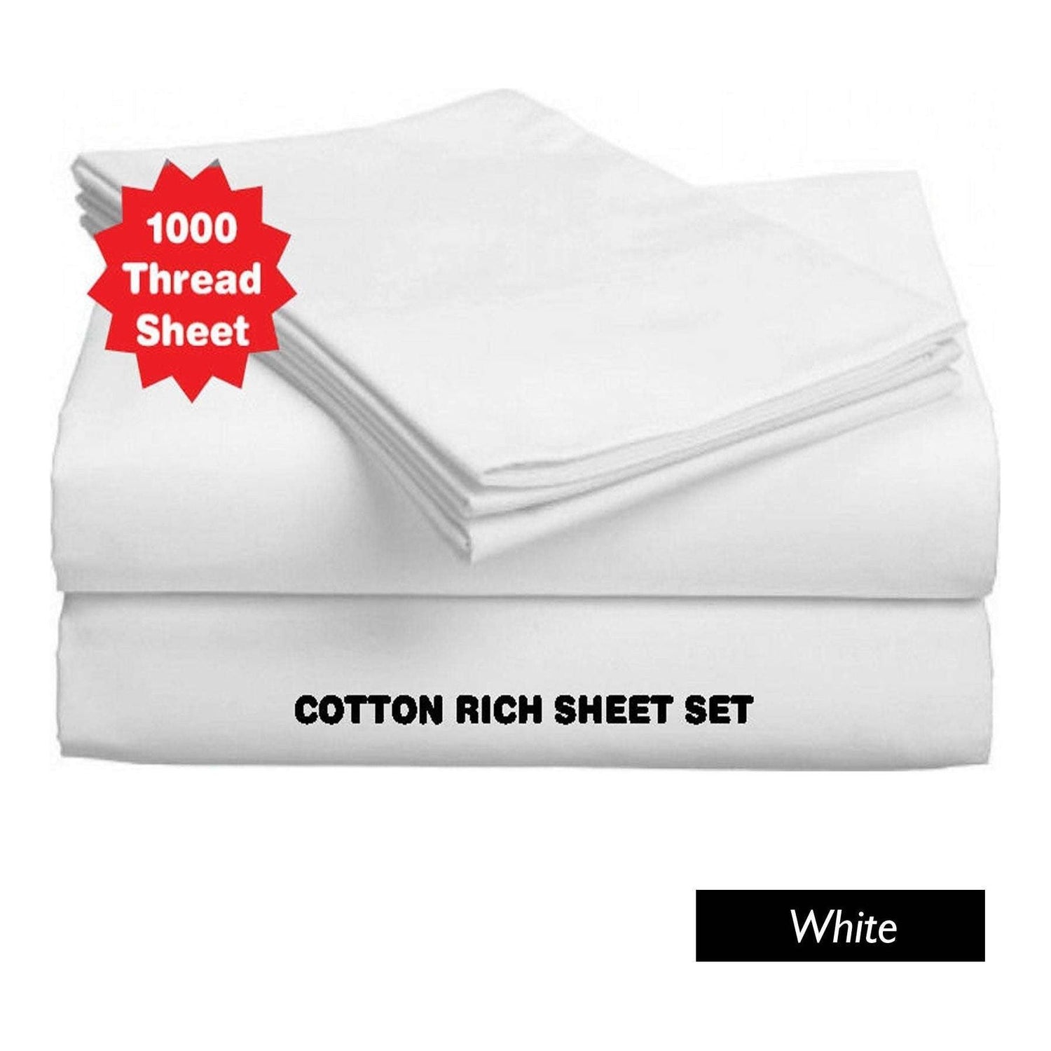 Accessorize 1000TC Cotton Rich Sheet Set White King