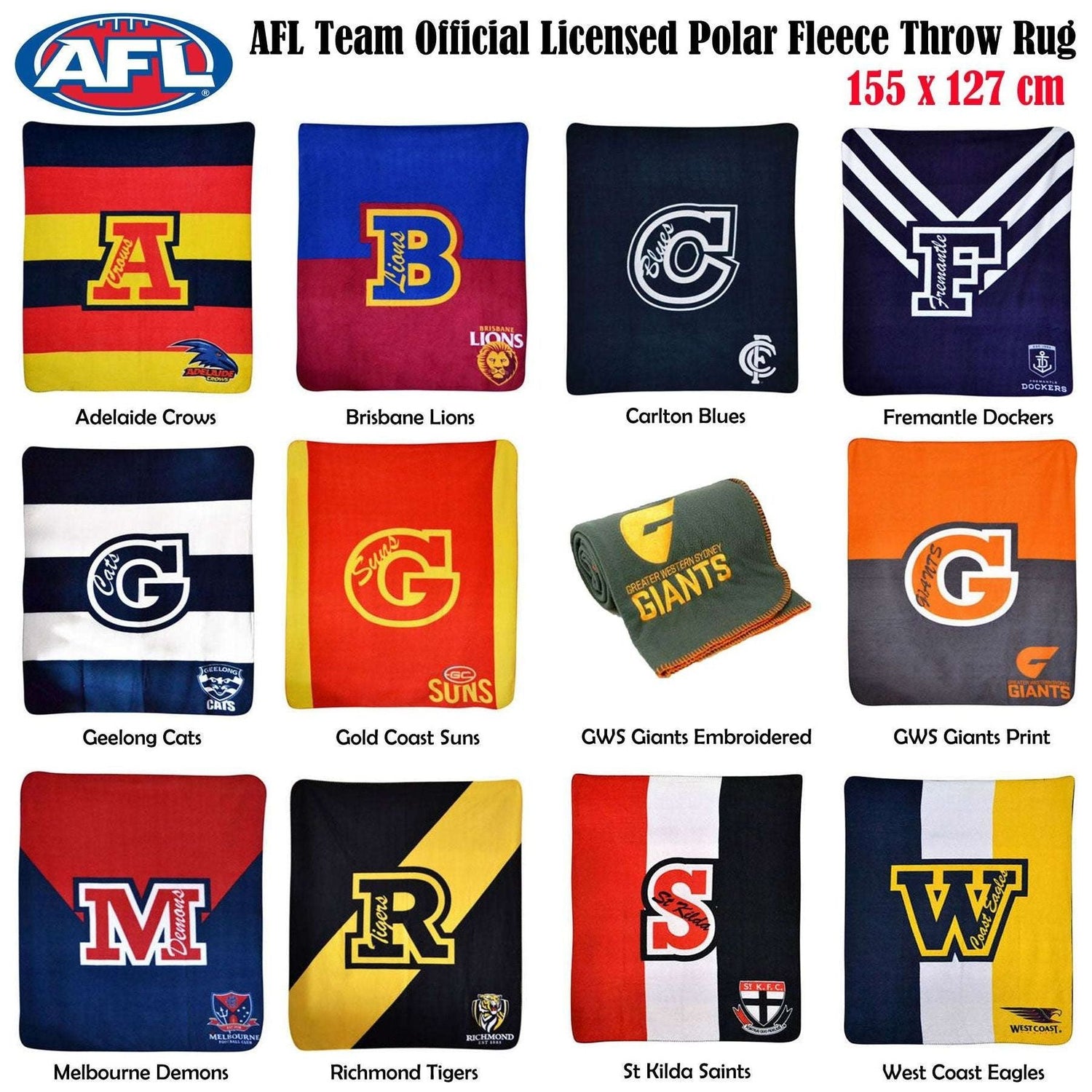 AFL Licensed Polar Fleece Throw Gold Coast Suns - Magdasmall