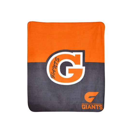 AFL Licensed Polar Fleece Throw GWS Giants Print - Magdasmall