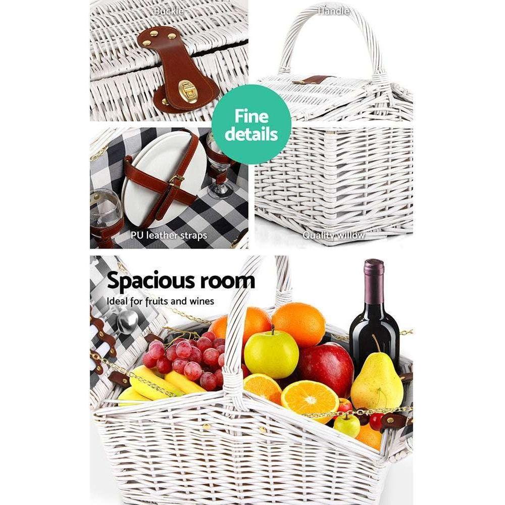 Alfresco 2 Person Picnic Basket Vintage Baskets Outdoor Insulated Blanket