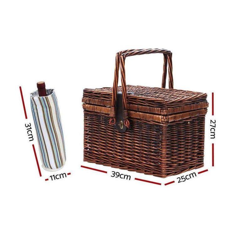 Alfresco 4 Person Picnic Basket Set Deluxe Folding Outdoor Insulated Liquor bag