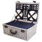 Alfresco 6 Person Picnic Basket Set Cooler Bag Wicker PU Fastening Straps Plates - Magdasmall