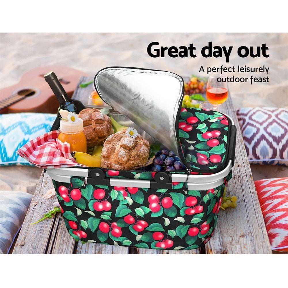 Alfresco Folding Picnic Bag Basket Cooler Hamper Camping Hiking Insulated Lunch - Magdasmall