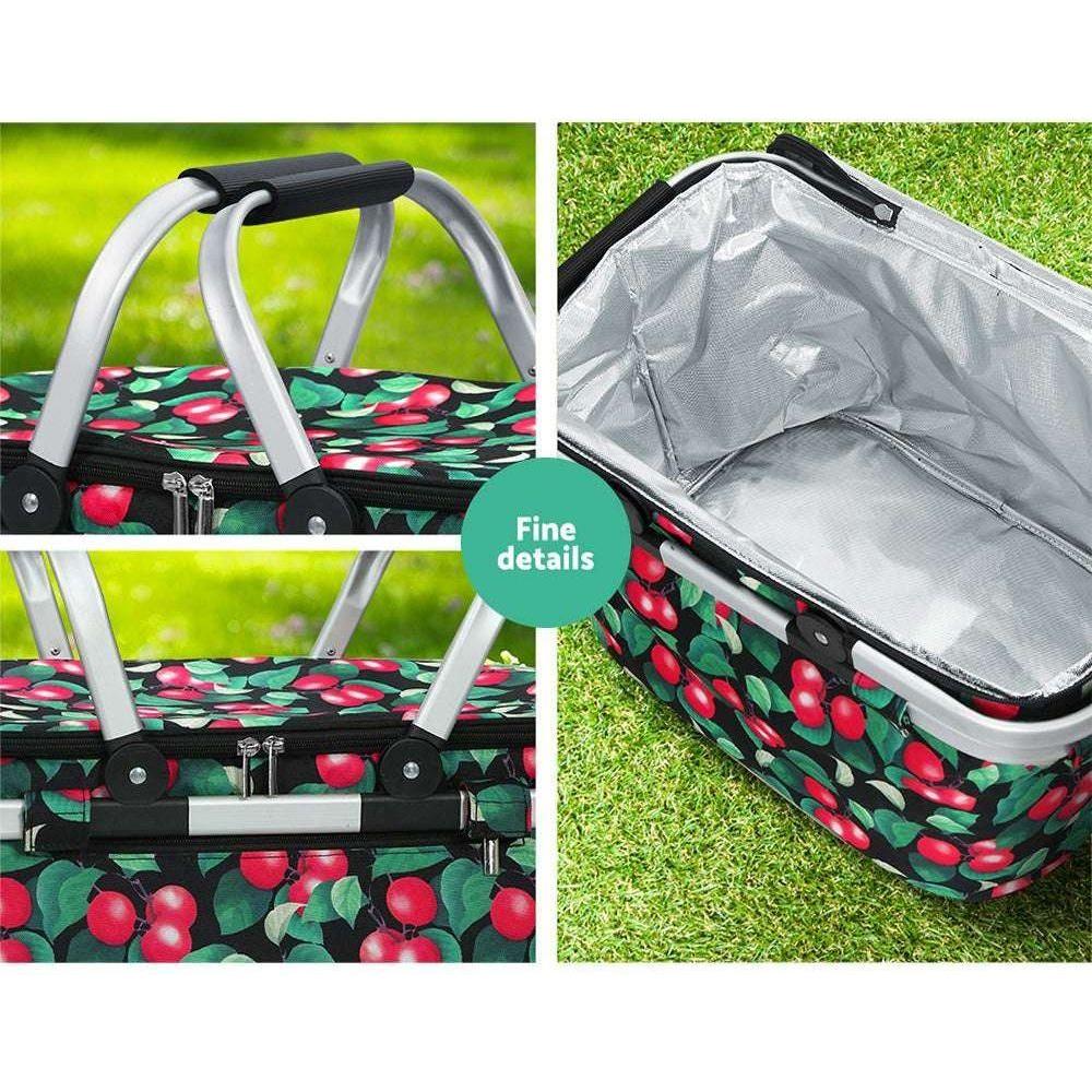 Alfresco Folding Picnic Bag Basket Cooler Hamper Camping Hiking Insulated Lunch - Magdasmall