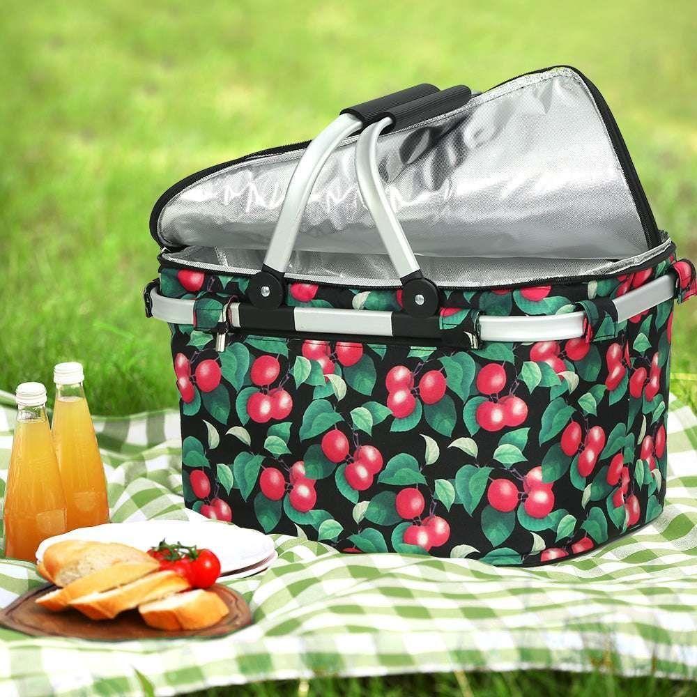 Alfresco Folding Picnic Bag Basket Cooler Hamper Camping Hiking Insulated Lunch - Magdasmall