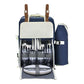 Alfresco Picnic Basket Backpack Set Cooler Bag 4 Person Outdoor Liquor Blue