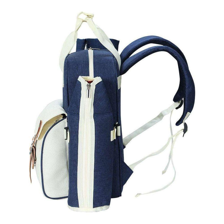 Alfresco Picnic Basket Backpack Set Cooler Bag 4 Person Outdoor Liquor Blue