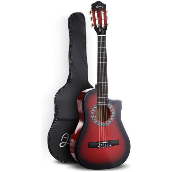 Alpha 34" Inch Guitar Classical Acoustic Cutaway Wooden Ideal Kids Gift Children 1/2 Size Red