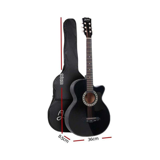 ALPHA 38 Inch Wooden Acoustic Guitar Black