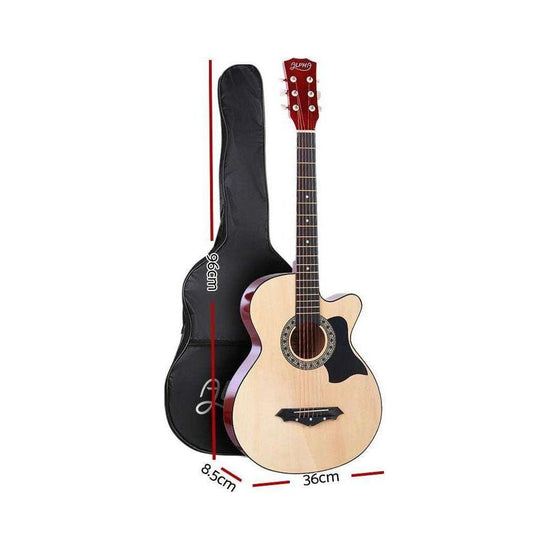 ALPHA 38 Inch Wooden Acoustic Guitar Natural Wood