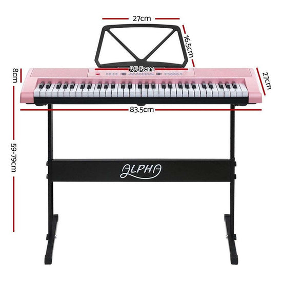 Alpha 61 Key Lighted Electronic Piano Keyboard LED Electric Holder Music Stand - Magdasmall