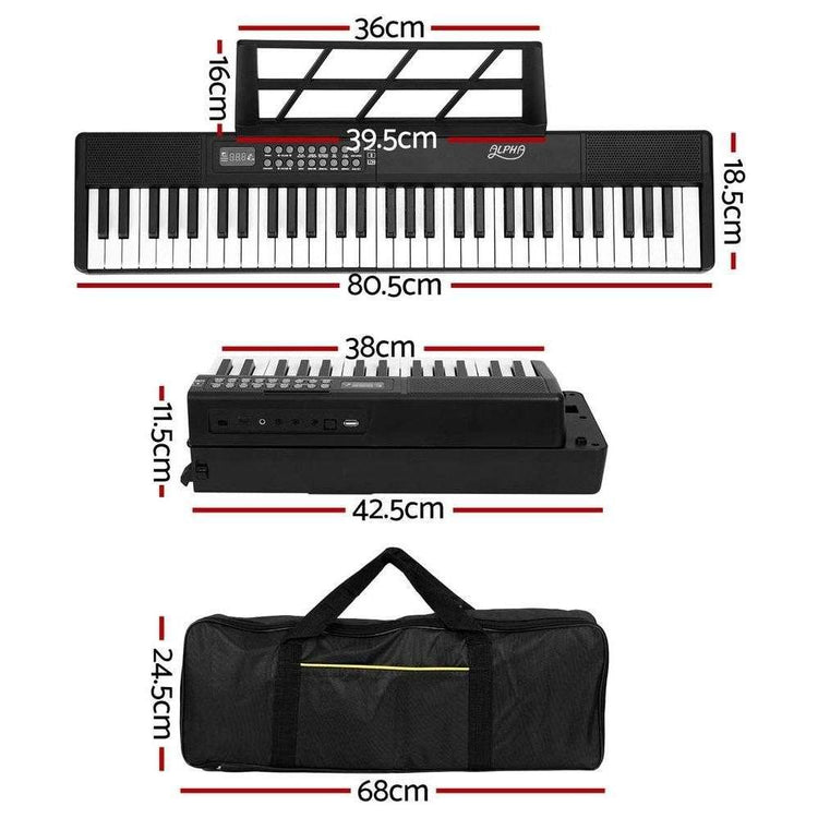 Alpha 61 Keys Foldable Electronic Piano Keyboard Digital Electric w/ Carry Bag