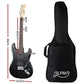 Alpha Electric Guitar Music String Instrument Rock Black Carry Bag Steel String