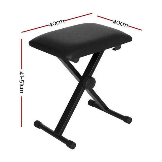 Alpha Piano Stool Adjustable Height Keyboard Seat Portable Bench Chair Black