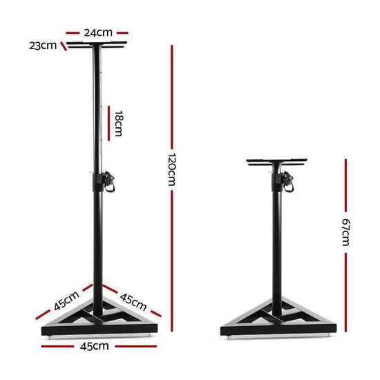 Alpha Speaker Stand 67-120cm Adjustable Height Surround Sound Studio Home 2pcs