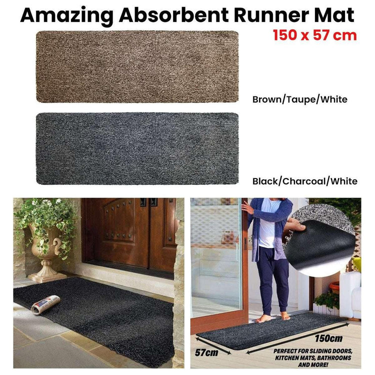 Amazing Absorbent Runner Mat 150 x 57 cm Brown/Taupe/White - Magdasmall