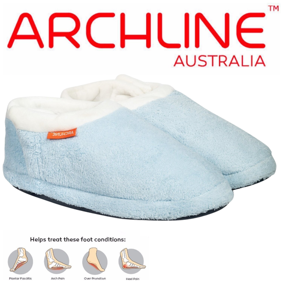 ARCHLINE Orthotic Slippers Closed Scuffs Pain Relief Moccasins - Sky Blue - EUR 43