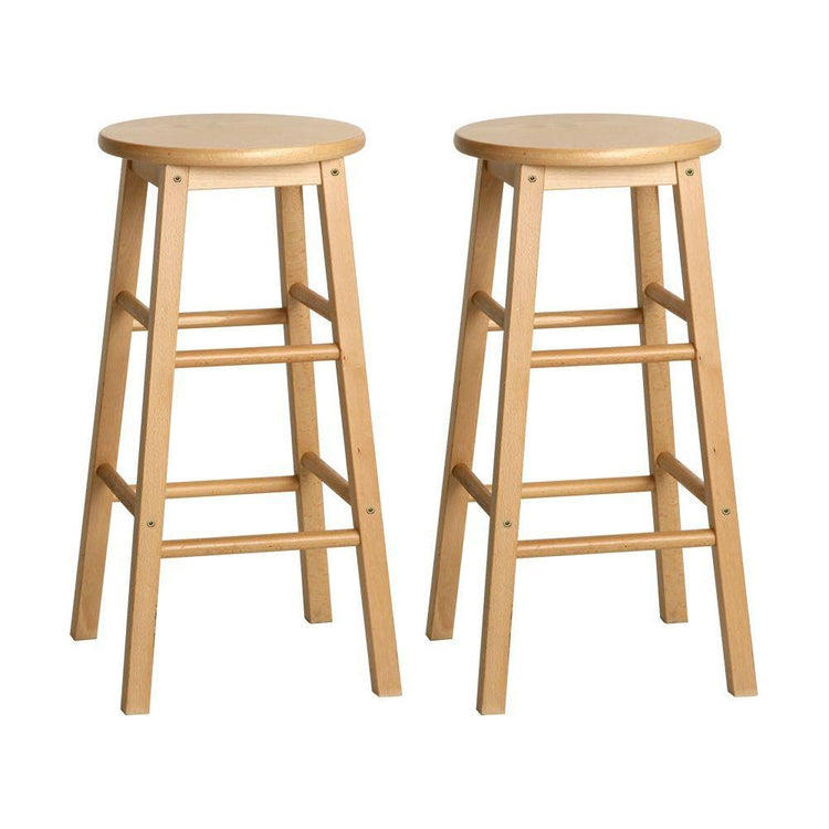 Artiss 2x Bar Stools Round Chairs Wooden Nature