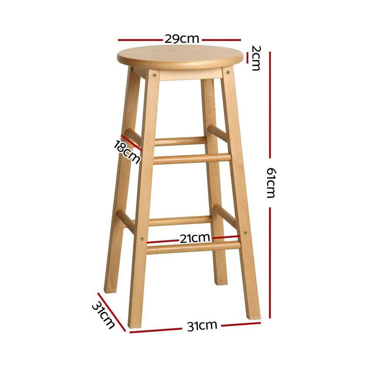 Artiss 2x Bar Stools Round Chairs Wooden Nature