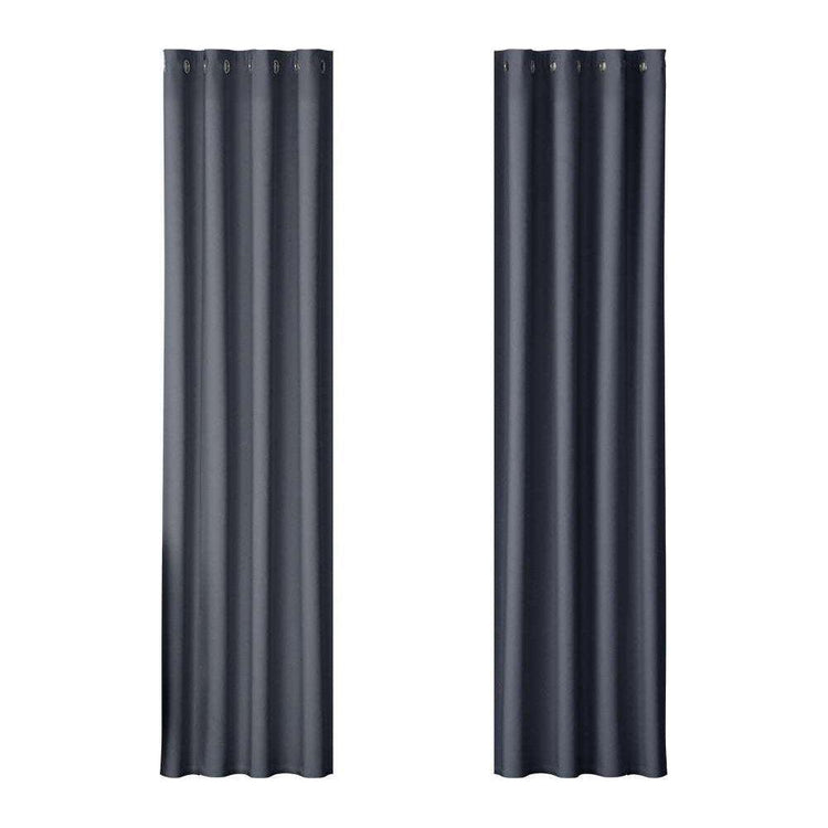 Artiss 2X Blockout Curtains Blackout Window Curtain Eyelet 140x230cm Charcoal - Magdasmall