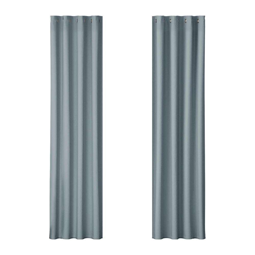 Artiss 2X Blockout Curtains Blackout Window Curtain Eyelet 140x230cm Grey